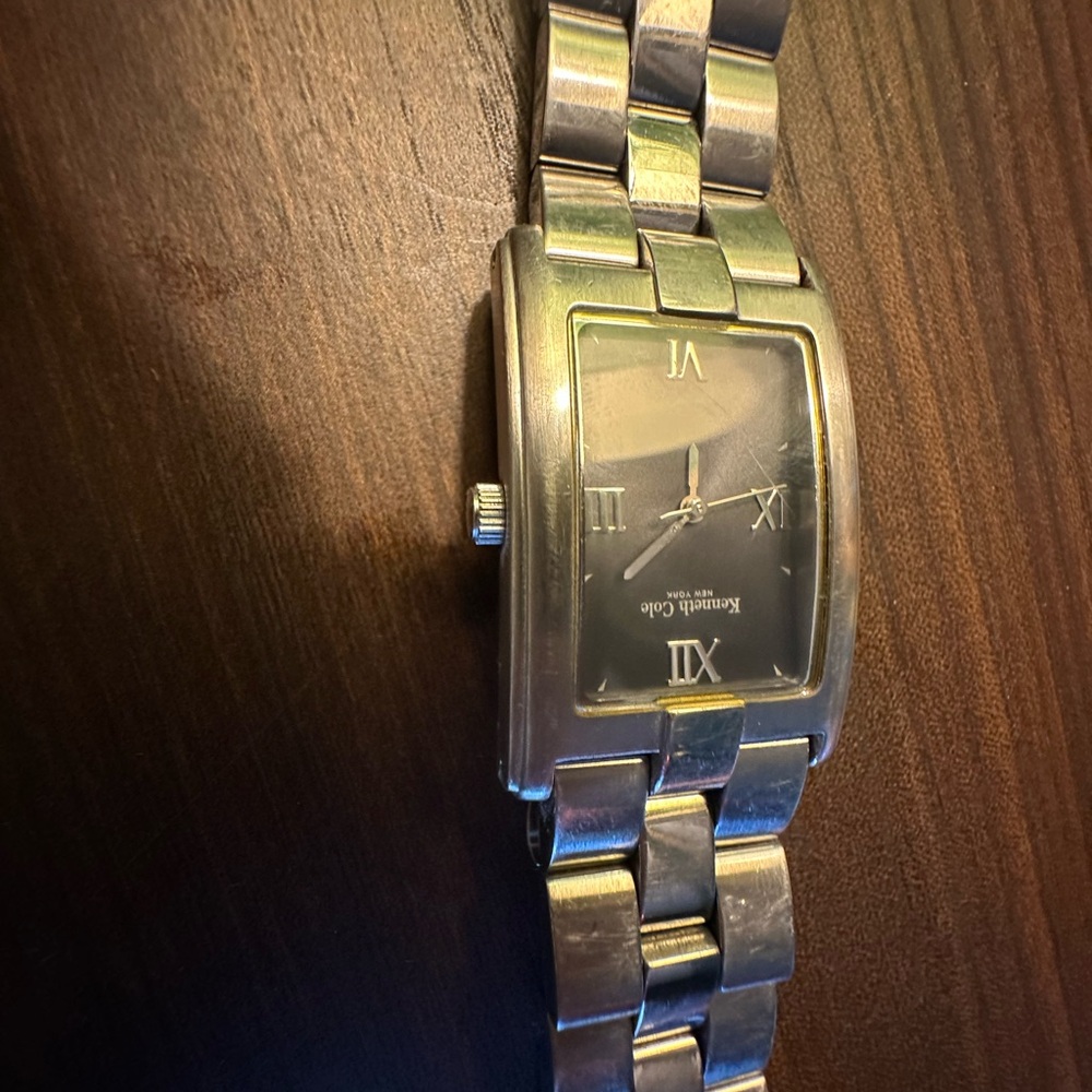 Kenneth Cole Rectangular Silver Watch With Black … - image 1